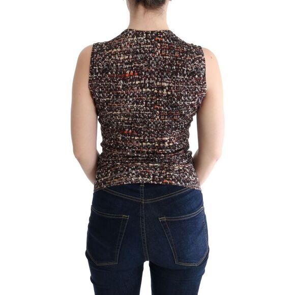 Dolce & Gabbana Sleeveless Knit Top Abstract Pattern Women Multicolor Tops & - Picture 3 of 6